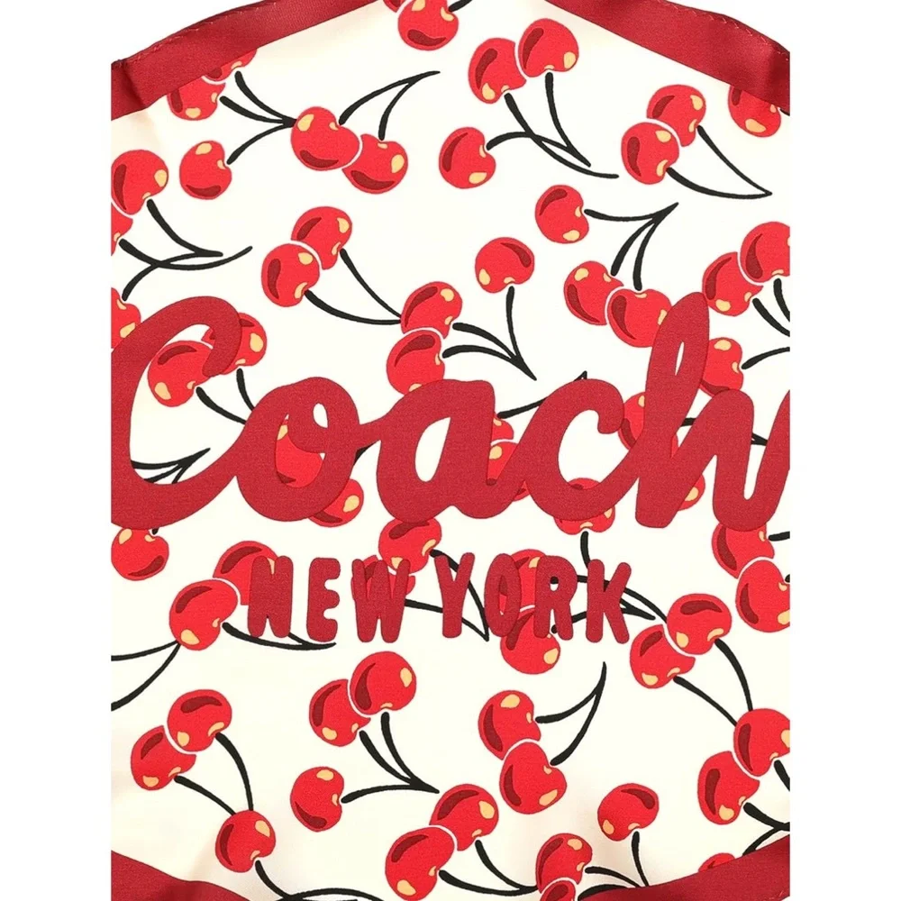 New Coach Cherry Print Red and White Scarf